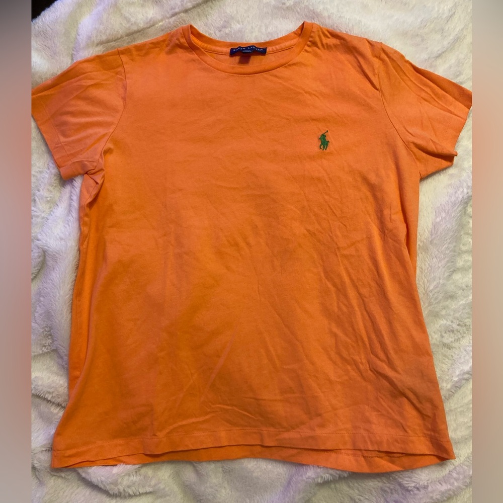 Ralph Lauren Shirt Youth Size Large L Orange Short Sleeve Tee Kids Casual Boy RL